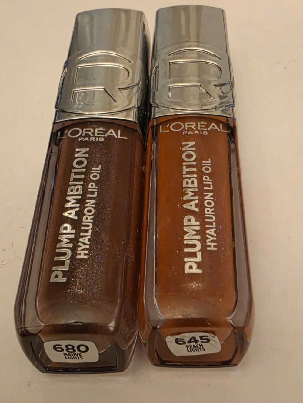 L'Oreal Paris Lip plump ambition hyaluron lip oil #645 peach lights & 680 mauve